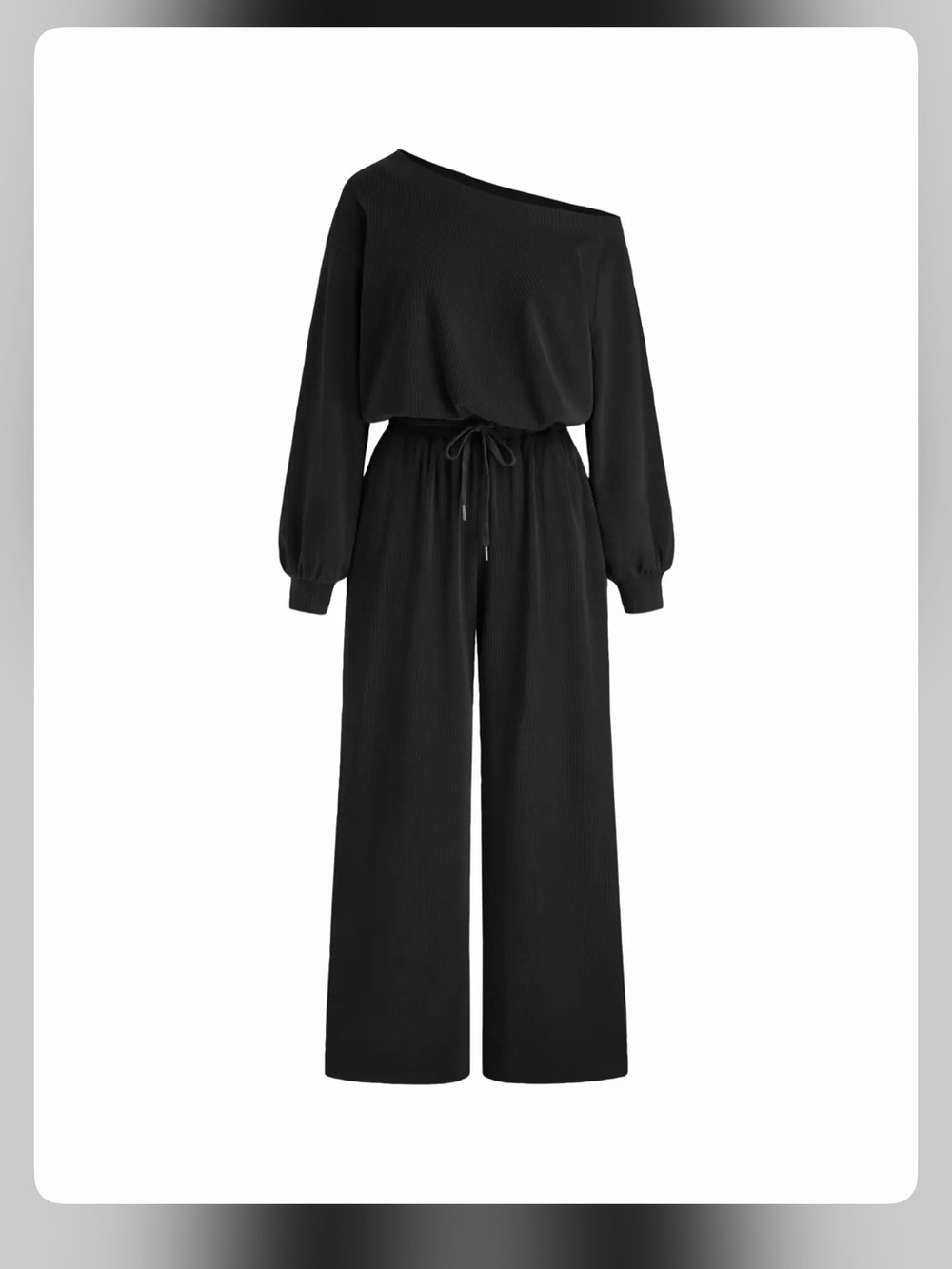ASYMMETRICAL NECK DRAWSTRING OVERSIZED JUMPSUIT L WC15-9